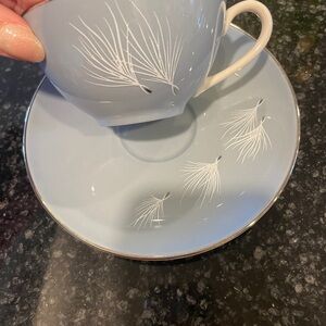 Vintage lt. Blue PICKARD Porcelain Teacup and Saucer “blue sky’s”